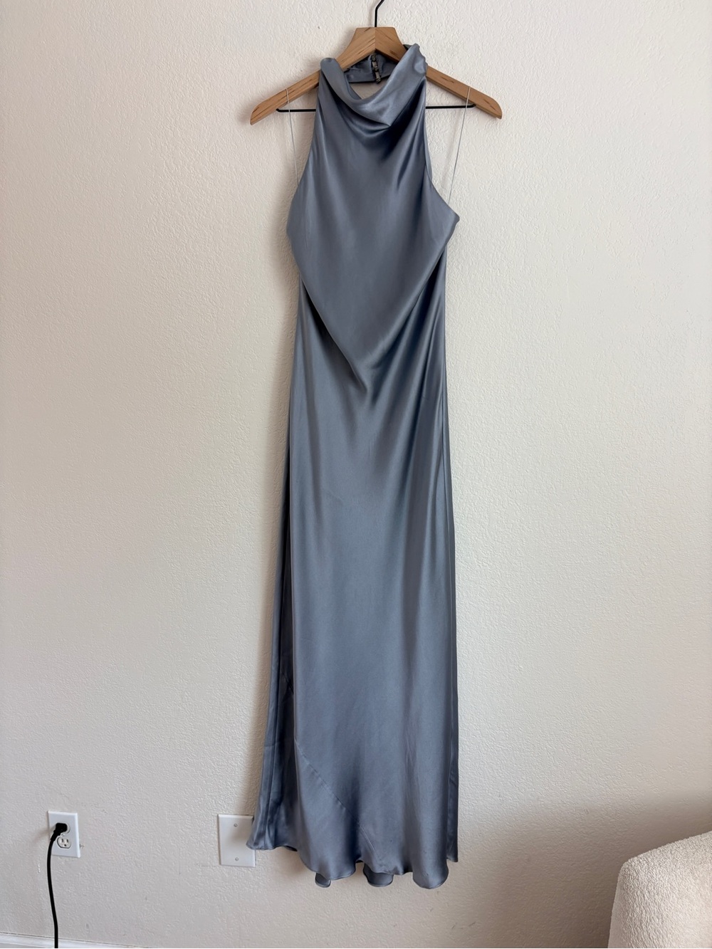 NWT Anine Bing Eliana Silk Halterneck Dress in Pastel Blue - Picture 7 of 16